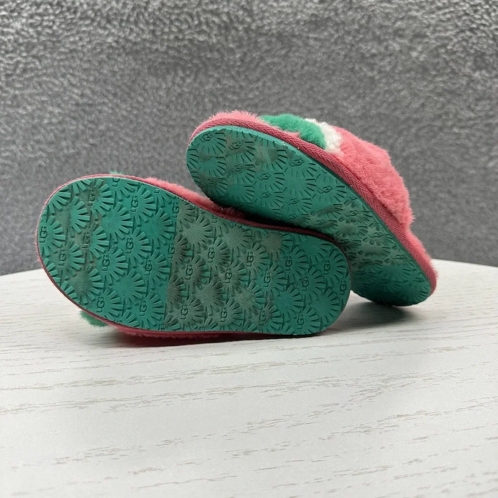 UGG Fluff Yeah Watermelon Stuffie Indoor-Outdoor Slippers Pink Kids Size 10